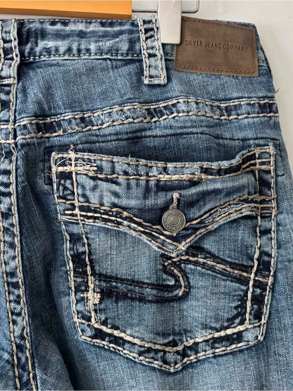 Silver Jeans Gordie Y2K Loose Jeans Contrast Stitch Embroidered Pockets W34 - Picture 11 of 12